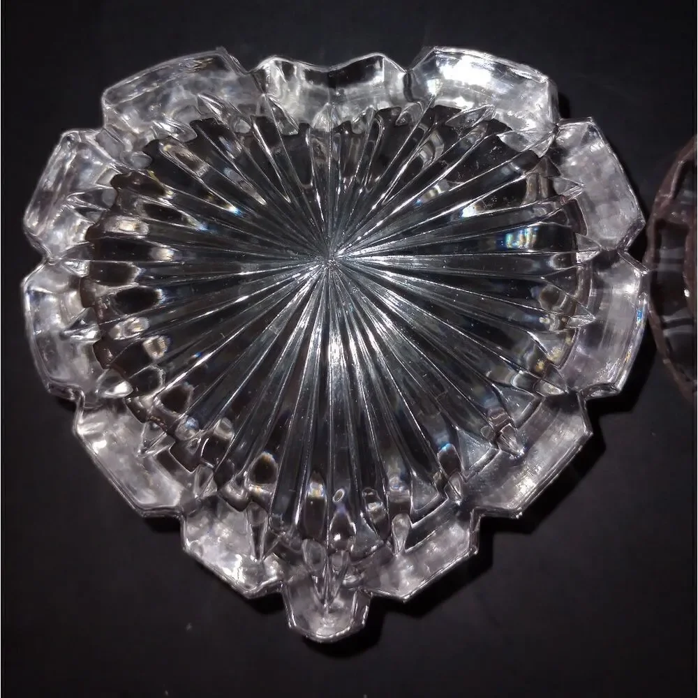 ❤️ Vintage Crystal Heart Covered Trinket Jewelry Dish